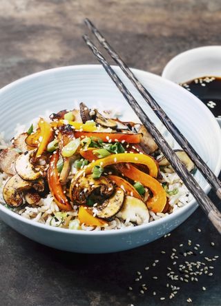 Stir fried vegetables with rice