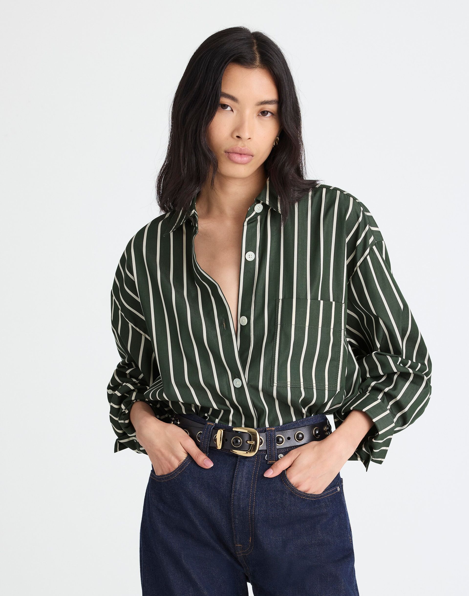 Straight-Hem Shirt in Poplin