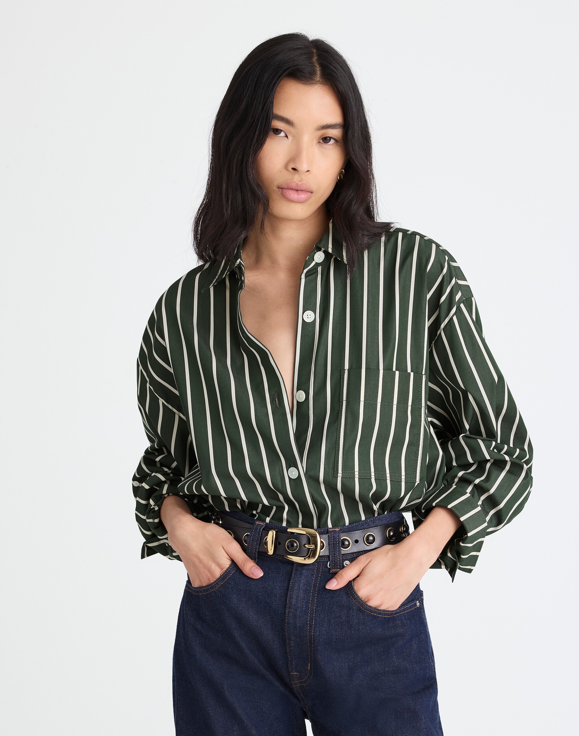 Straight-Hem Shirt in Poplin