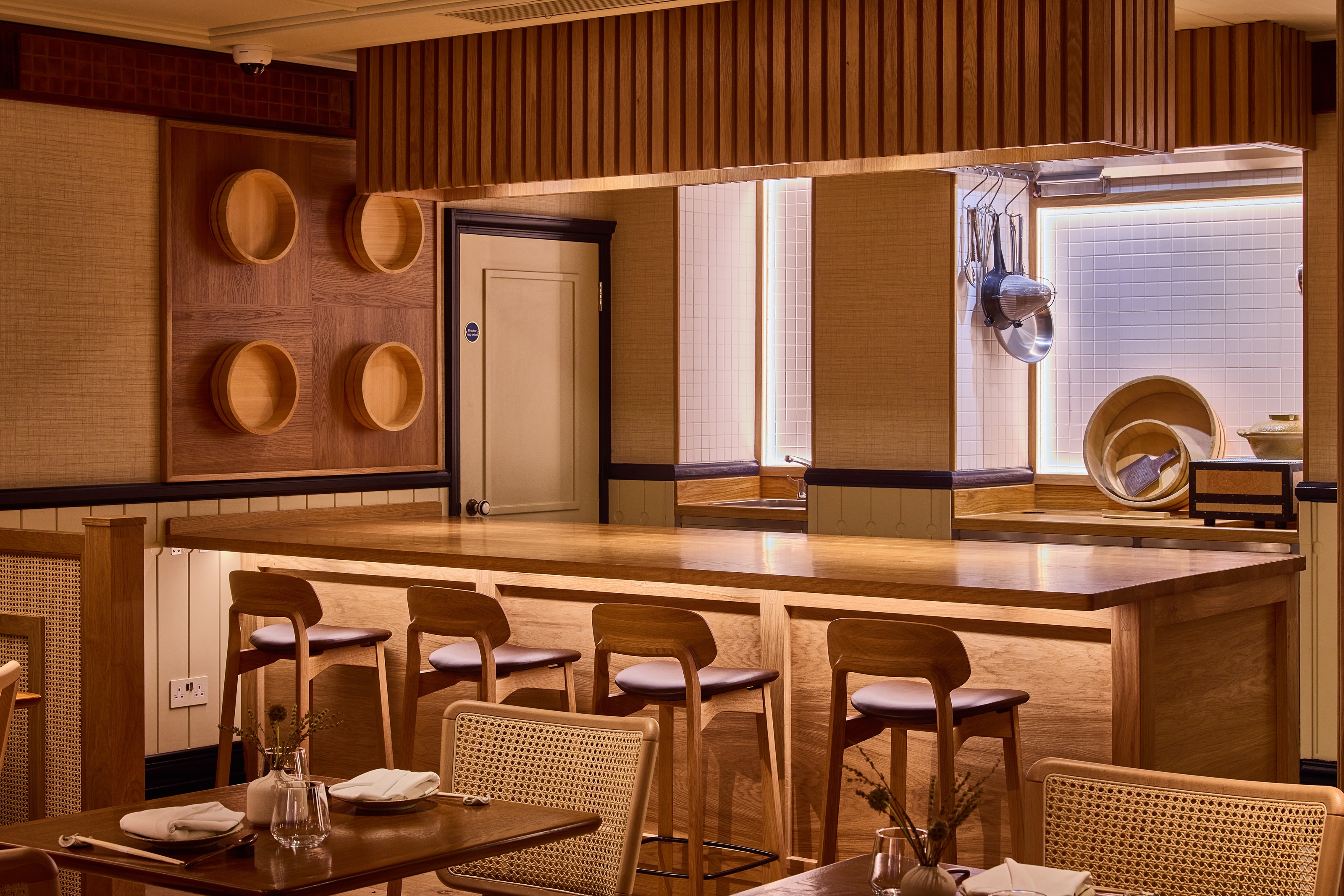 a restaurant with japanese style interiors