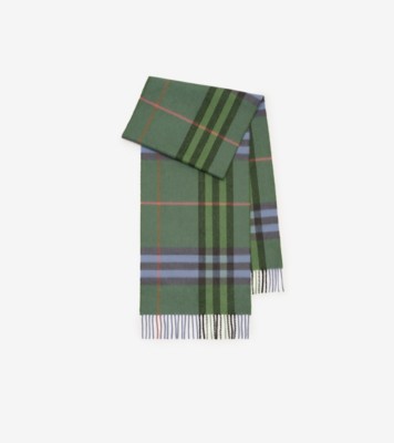 Check Cashmere Scarf in Holly Green | Burberry&amp;reg; Official