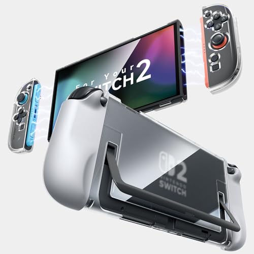 Jsaux Dockable Case for Nintendo Switch 2 2025, Pc+tpu Grip Protective Case Accessories Compatible With Switch 2 Console & Joycon Controller, Split Design