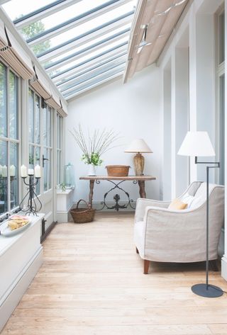 wood flooring in a small conservatory