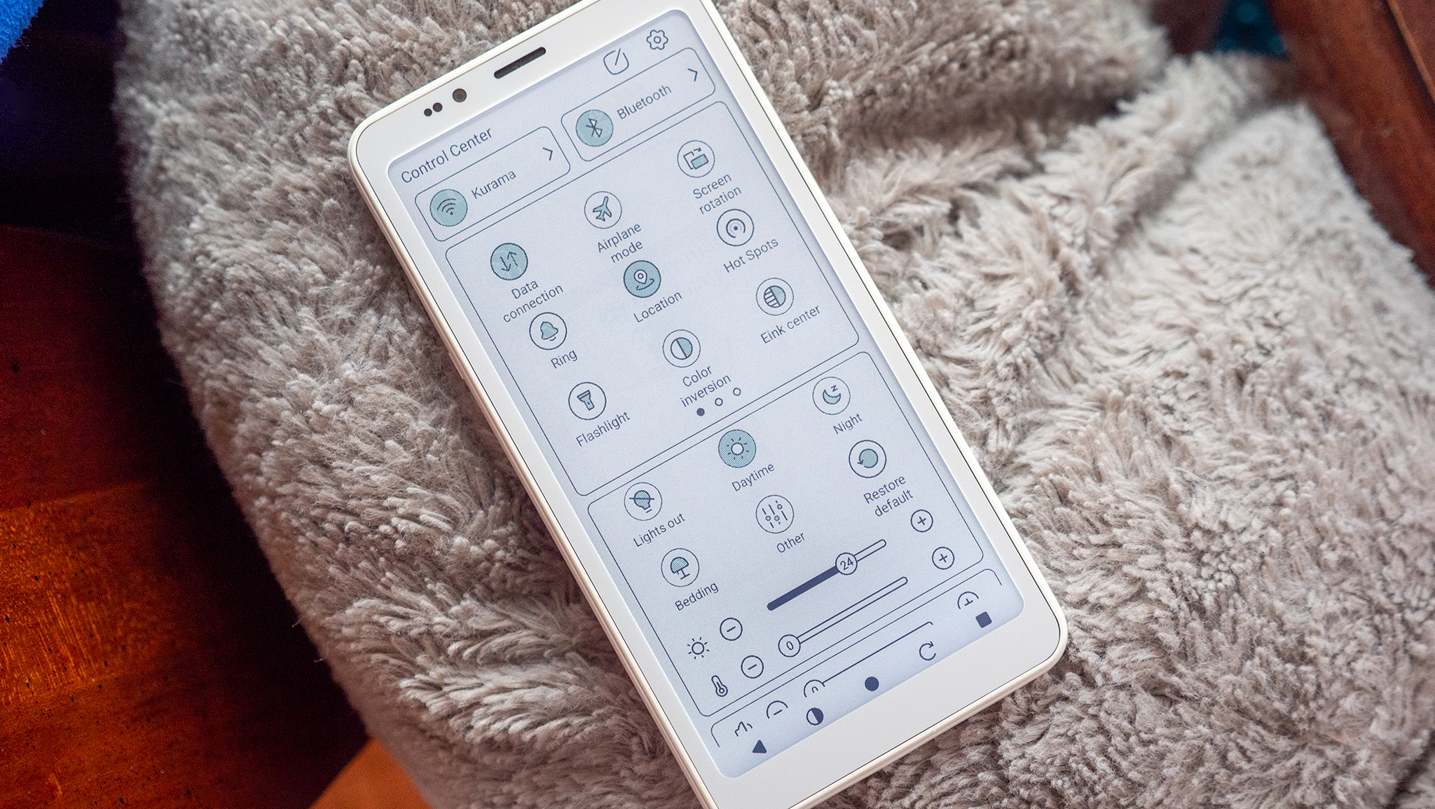 The control center on a Bigme HiBreak S Color
