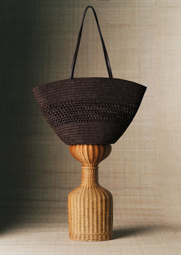 Sezane Maia Baskets - Choco Openwork Raffia - Raffia - S&amp;eacute;zane