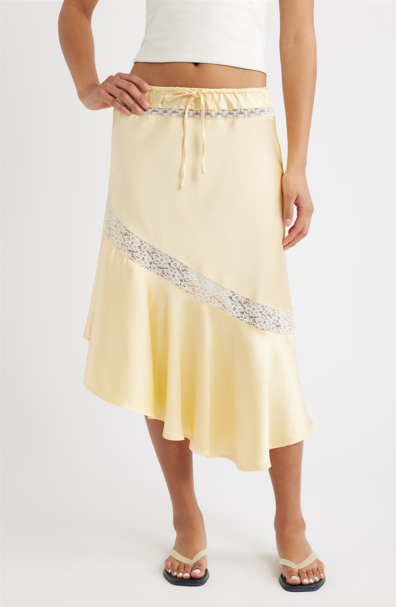 Delphia Lace Inset Asymmetric Satin Skirt