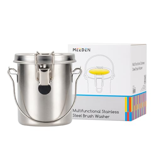 Meeden Portable Paint Brush Washer: Airtight Stainless Steel Artist Brush Cleaner for Oil &amp;amp; Acrylic Painting - Small
