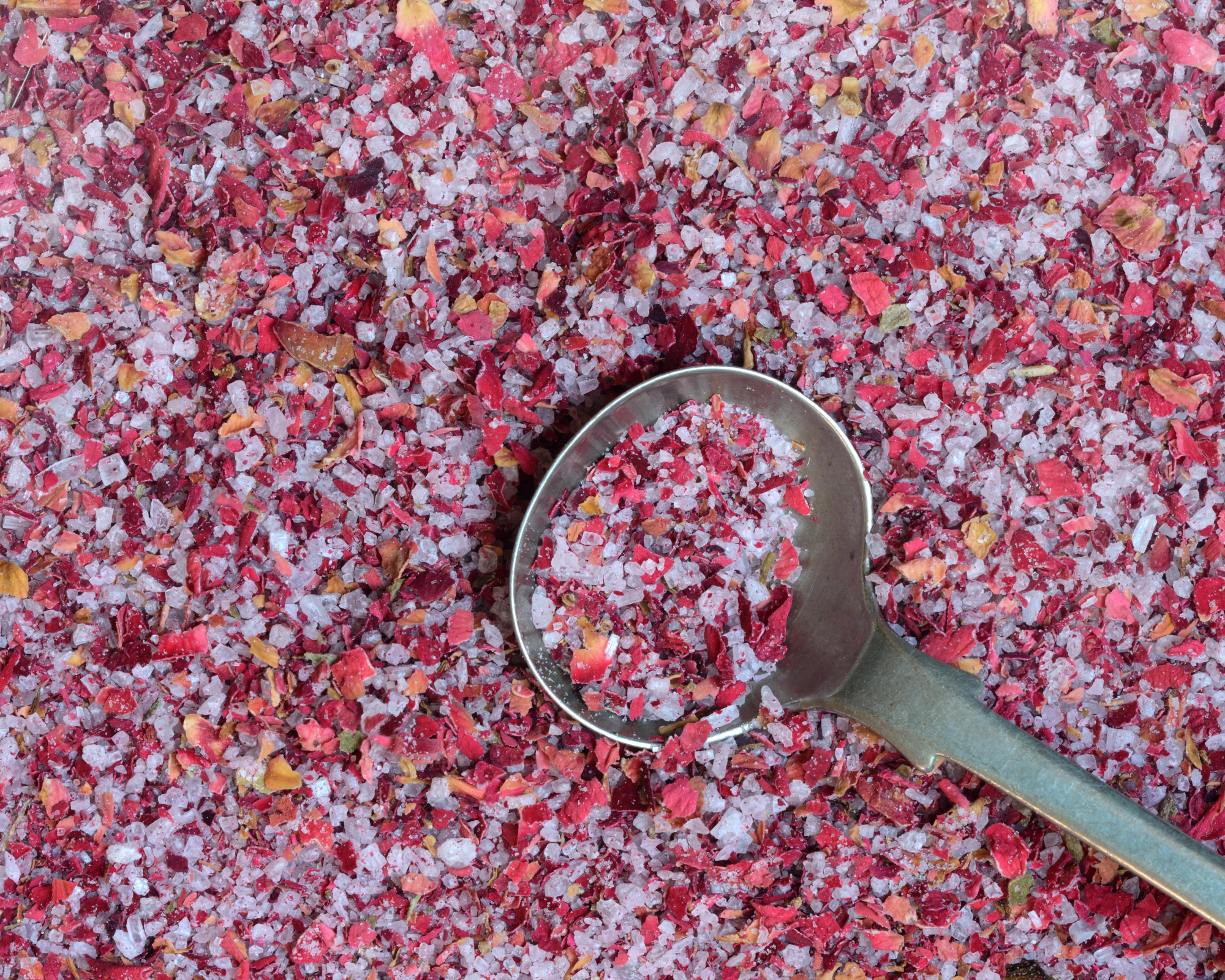 rose salt made from fresh rose petals