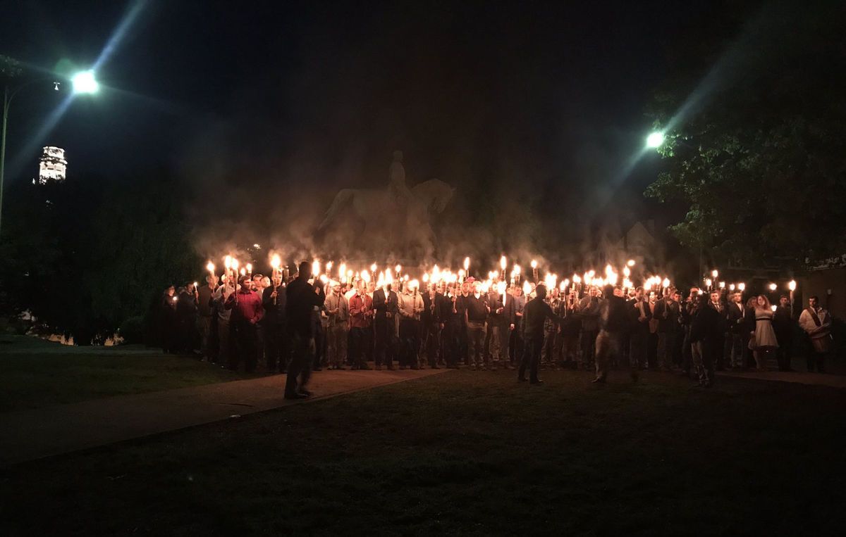 Torches at a protest in Charlottesville, VA