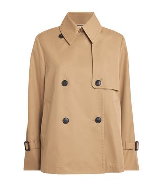 Water-Repellent Gabardine Cropped Trench Coat