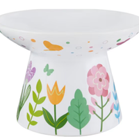 Frisco Floral Wide Shape Elevated Non-Skid Ceramic Cat Bowl | 30% off at ChewyWas $13.04 Now $9.13