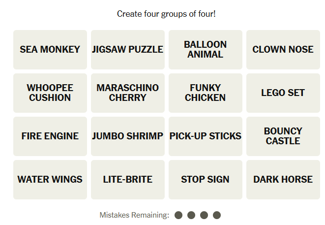 The New York Times Connections puzzle on November 3, 2025