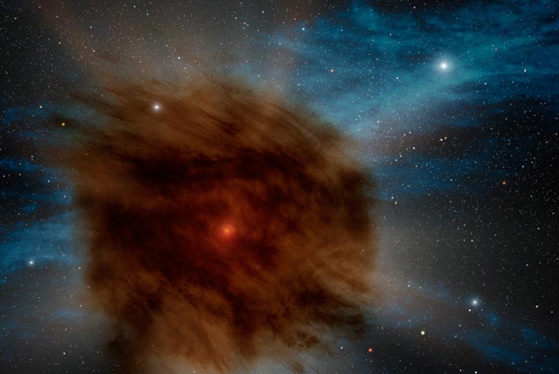 Distant Star Explosion Chokes On Its Own Dust 