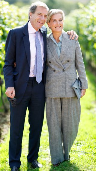 Sophie, Duchess of Edinburgh, accompanied by Patrick McGrath, Founder of Domaine Evremond and CEO of Hatch Mansfield, views the grapevines as she attends the opening of the Domaine Evremond Winery