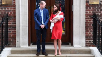 Duchess Catherine Prince William Royal Baby hospital red dress