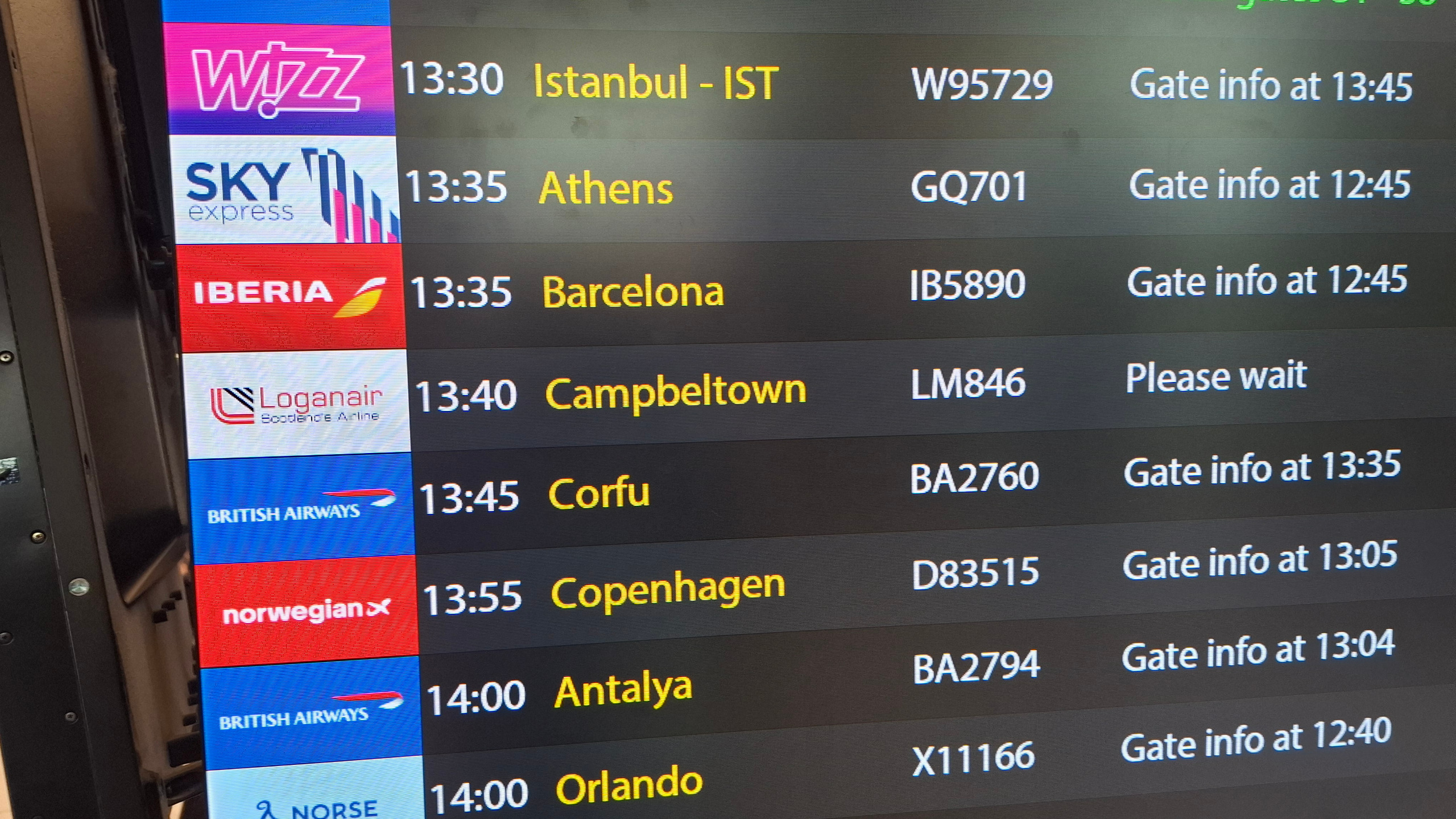 Departure board showing Campbeltown
