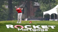 Taylor Pendrith of Canada tees off on the 9th tee during the third round of the Rocket Mortgage Classic at the Detroit Country Club