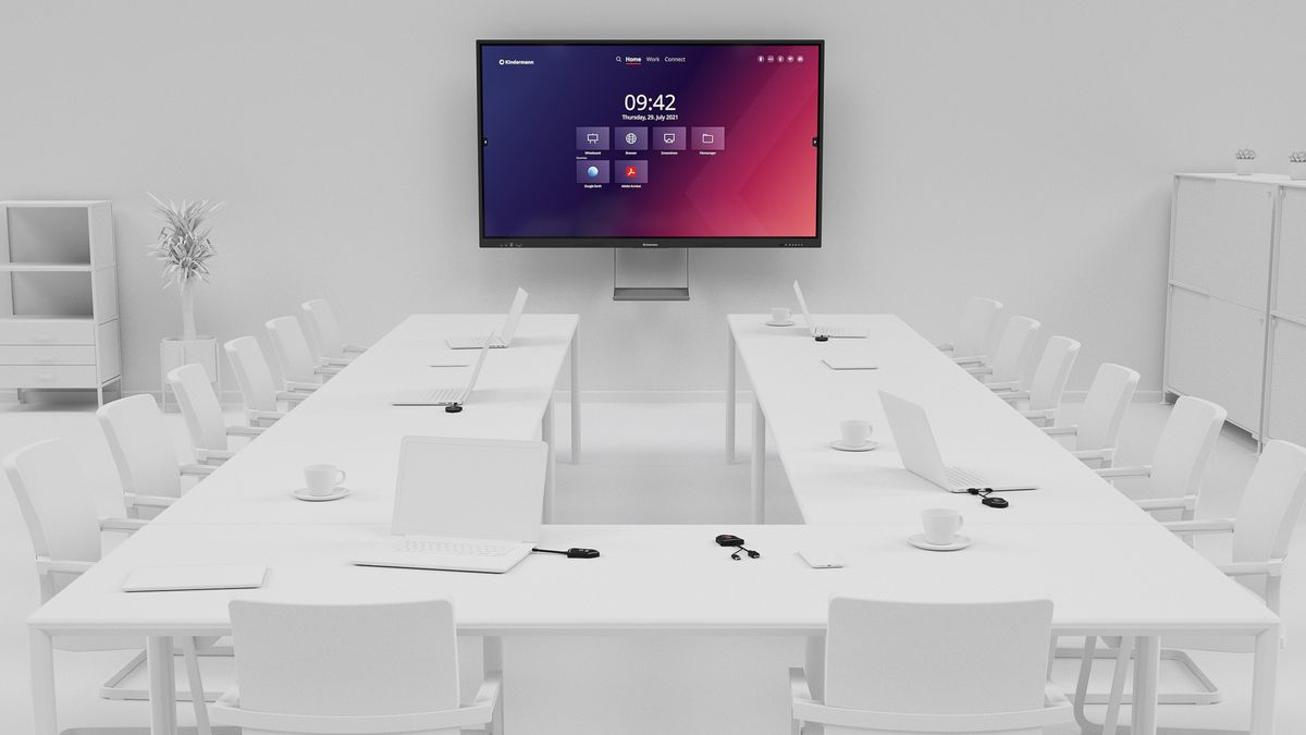 A boardroom using Kindermann packages for new work environments.