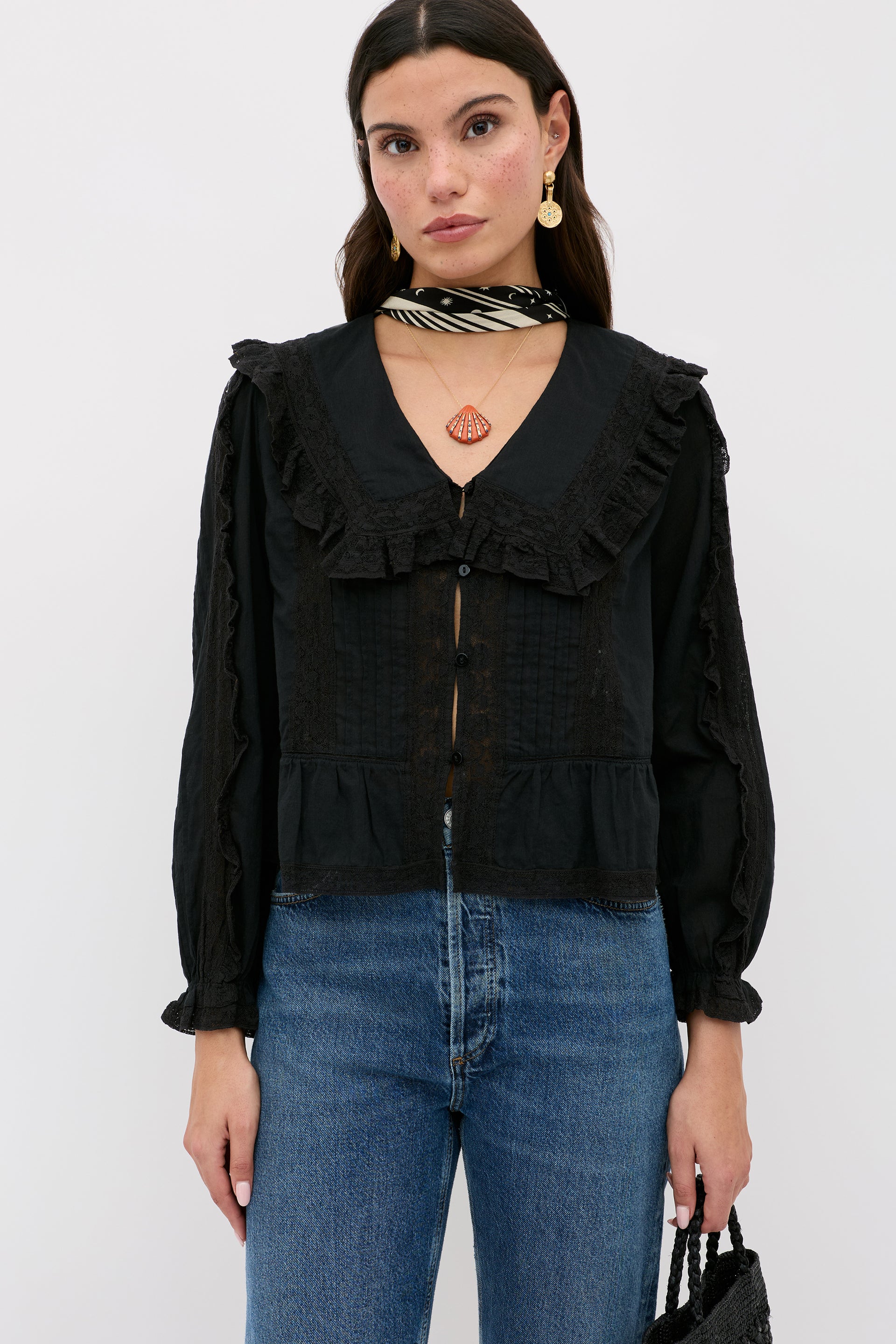 Maribelle Cotton Blouse in Black