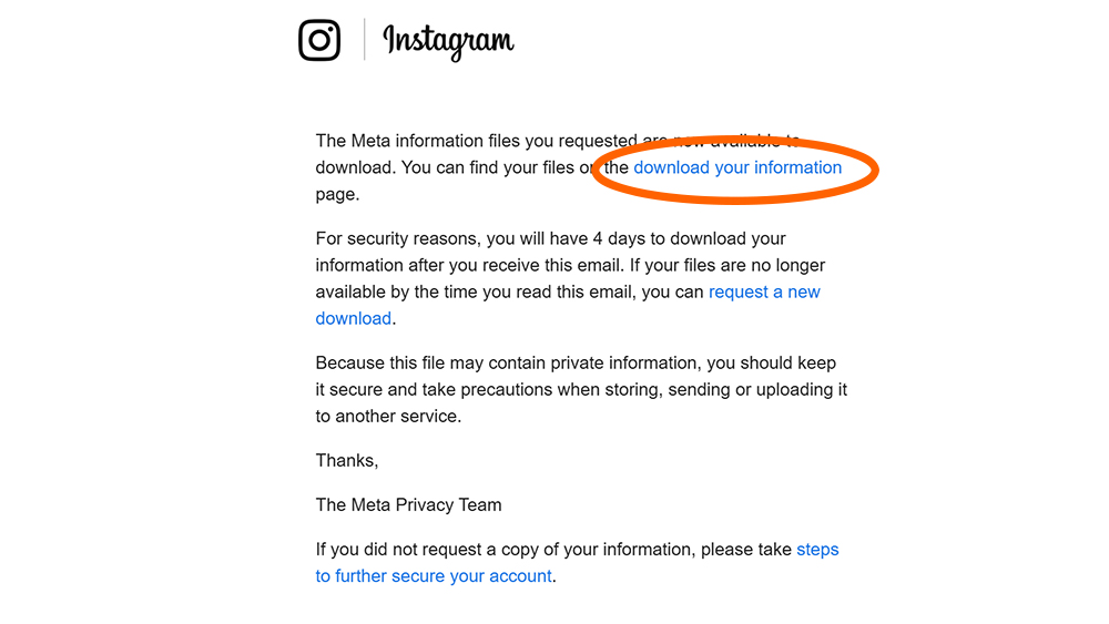 A screenshot showing one of the steps in how to to download photos from Instagram