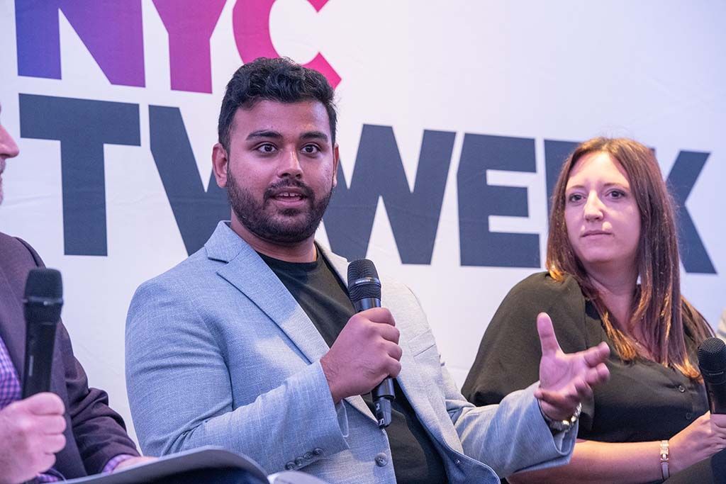 Mohammad Chugtai of MiQ and Erica Barnes of A+E Networks on the &ldquo;Measuring Results&rdquo; panel.