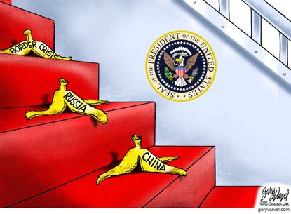 Political Cartoon U.S. biden china russia migrant crisis