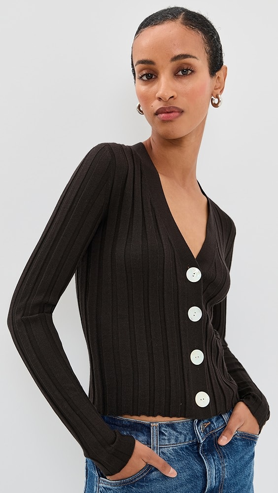 Madewell Ribbed V Neck Cardigan