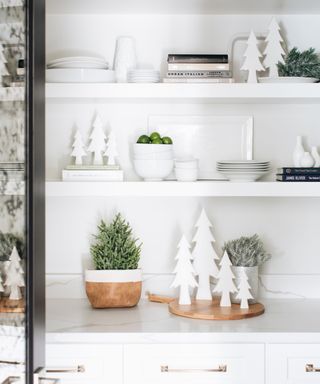 how to style your shelves for christmas white kitchen shelves with white wooden tree decor