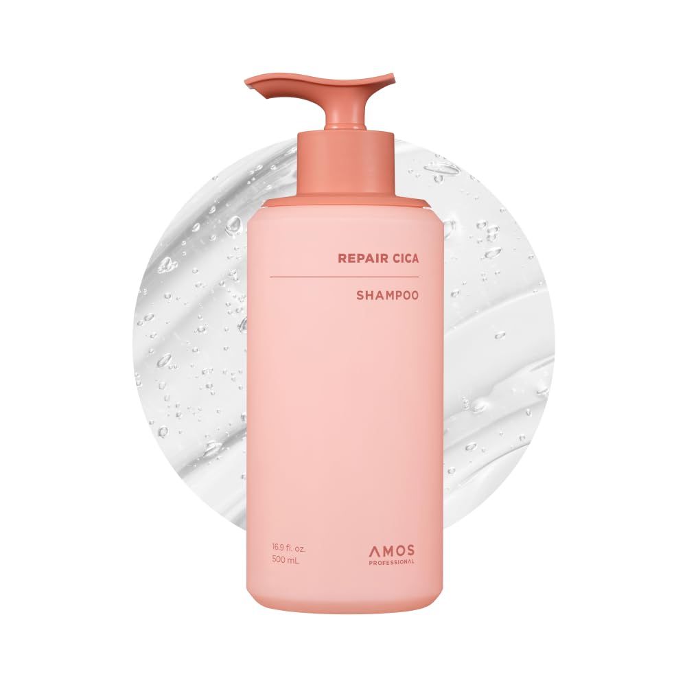 Amos Professional Repair Cica Shampoo L Repairs, Strengthens, & Nourishes for Split Ends & Breakage, Reverse Hair Damage From Bleach, Color, Chemical Services, 16.9 Fl. Oz.