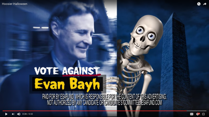 An attack ad against Evan Bayh had a spooky twist.