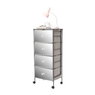 A four-tier drawer with a mirror effect material