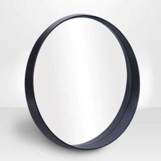 Round Black Hooks Mirror with deep frame 