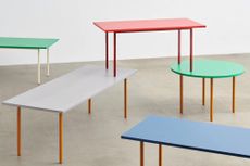 stacked colourful tables