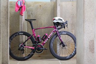 Van Rysel-Roubaix's kit and bike in the iconic shower block of Paris-Roubaix.