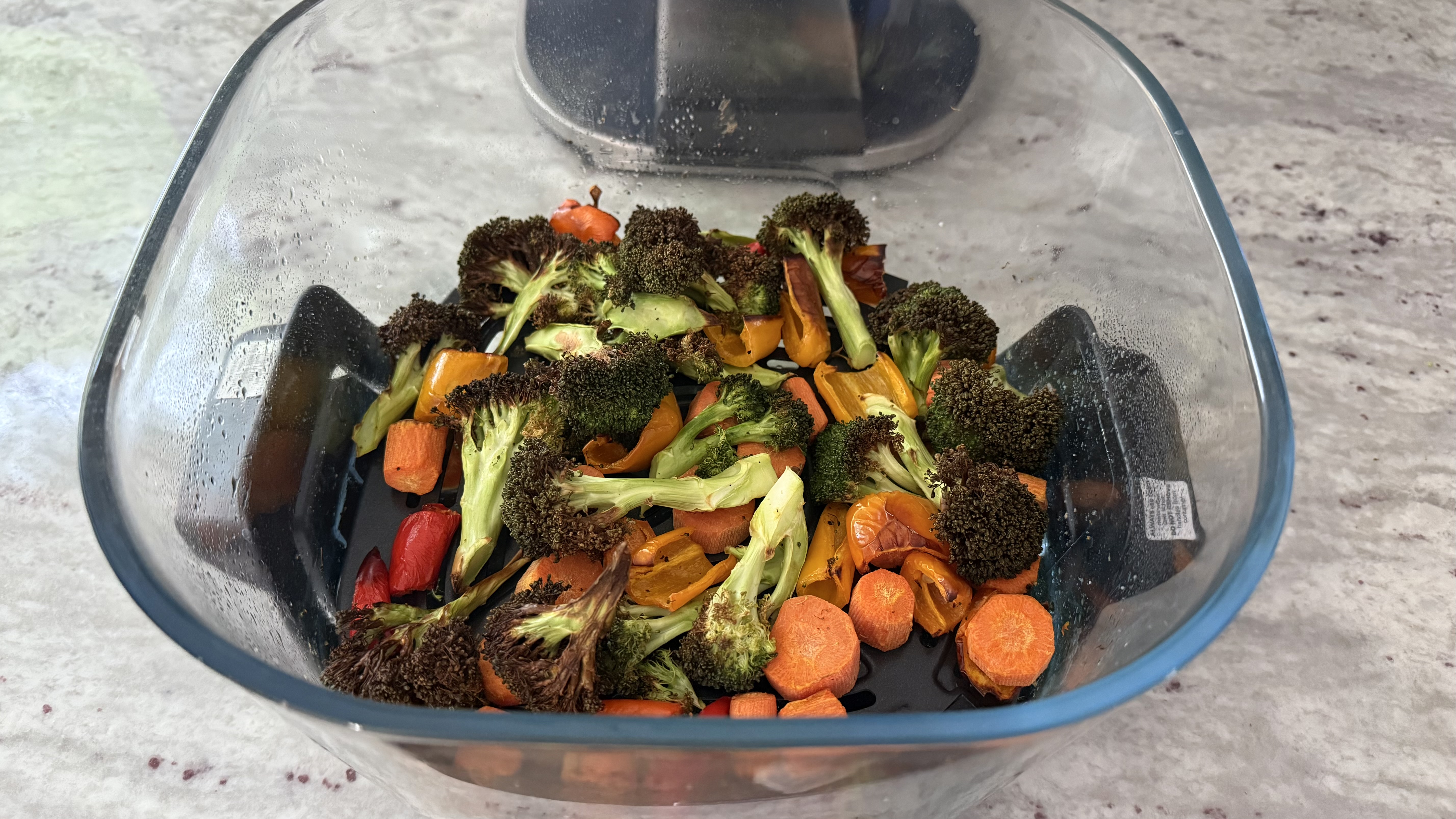 Food made in the Ninja Crispi Pro 6-in-1 Countertop Glass Air Fryer on Air Fry mode