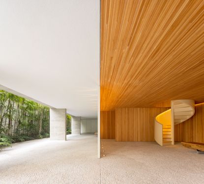 interior and exterior relationship at Ourania apartment building in Sao Paulo