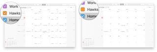 Click the check box next to the claendar you want to toggle on/off. When the box has a check mark that measn you can see events from that calendar.