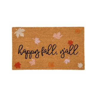 A fall door mat that says 'Happy fall, y'all