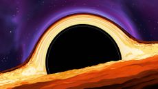 An illustration of a large dark circle surrounded by glowing yellow lines.