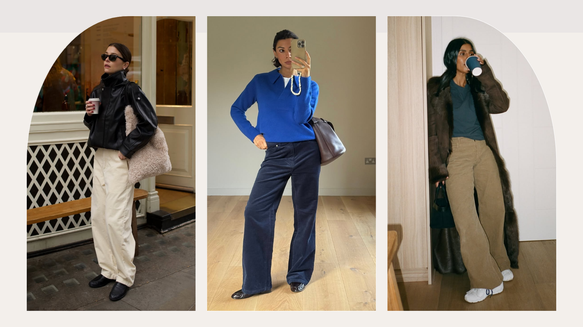 influencers wearing corduroy trousers. 