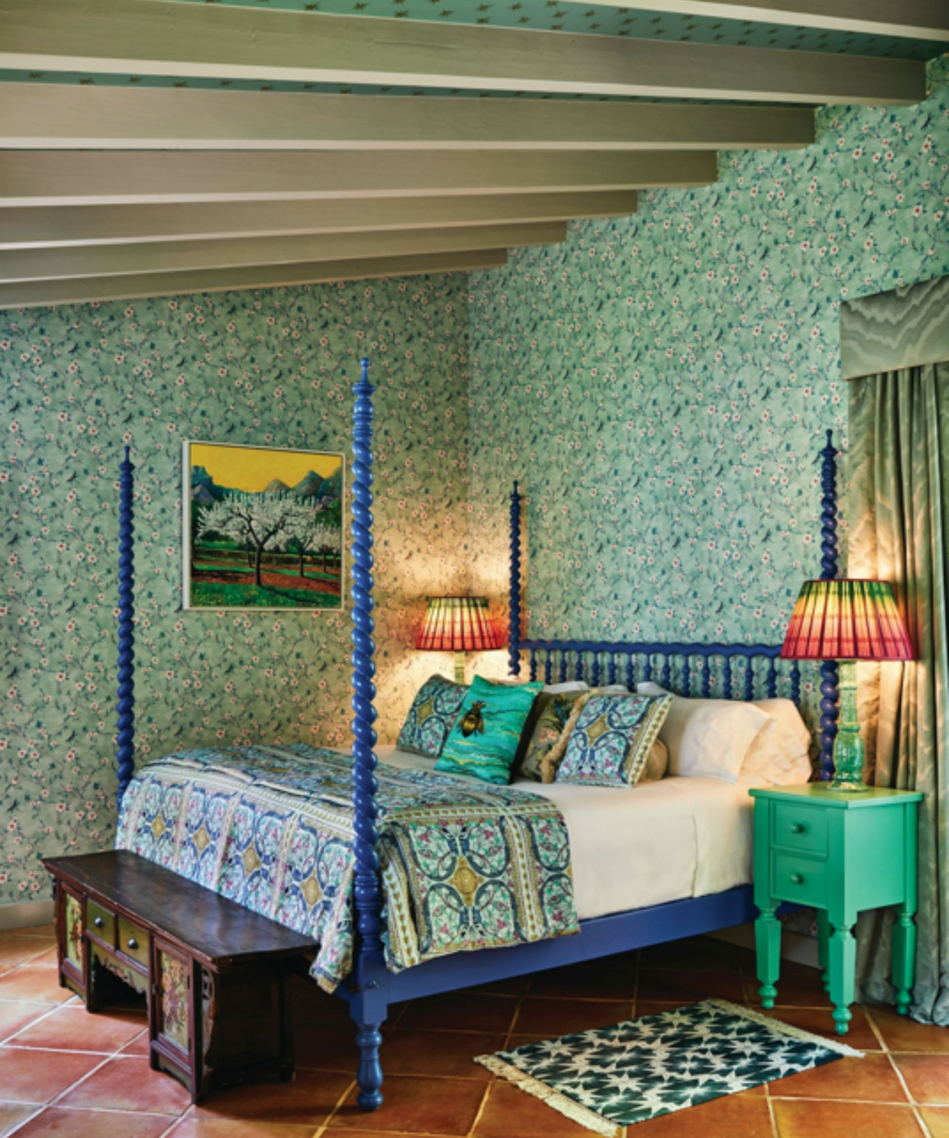Pattern drenching in a bedroom scheme