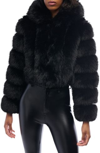 Jolene Crop Faux Fur Hooded Jacket