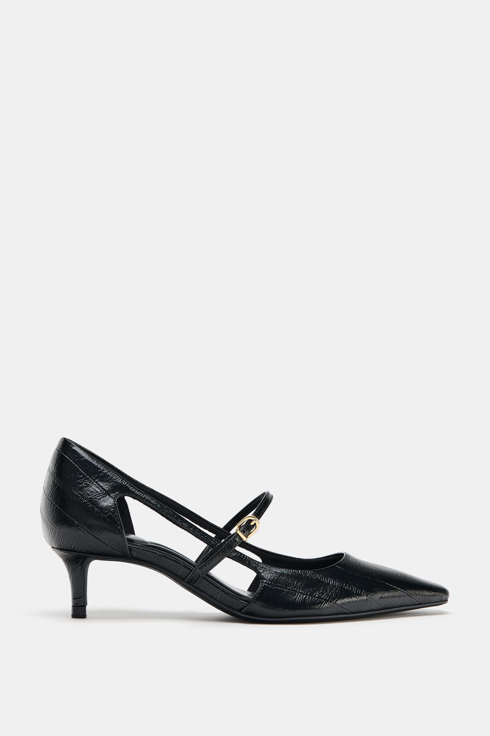 Embossed Mid-Height Heels With Side Cutouts