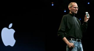 Steve Jobs unveiing an iphone onstage