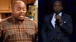 Carl Winslow (Reginald VelJohnson) speaks to Eddie Winslow on Family Matters, while Dave Chappelle gives his monologue on Saturday Night Live