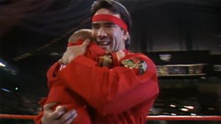Ricky Steamboat adorable in-ring moment.