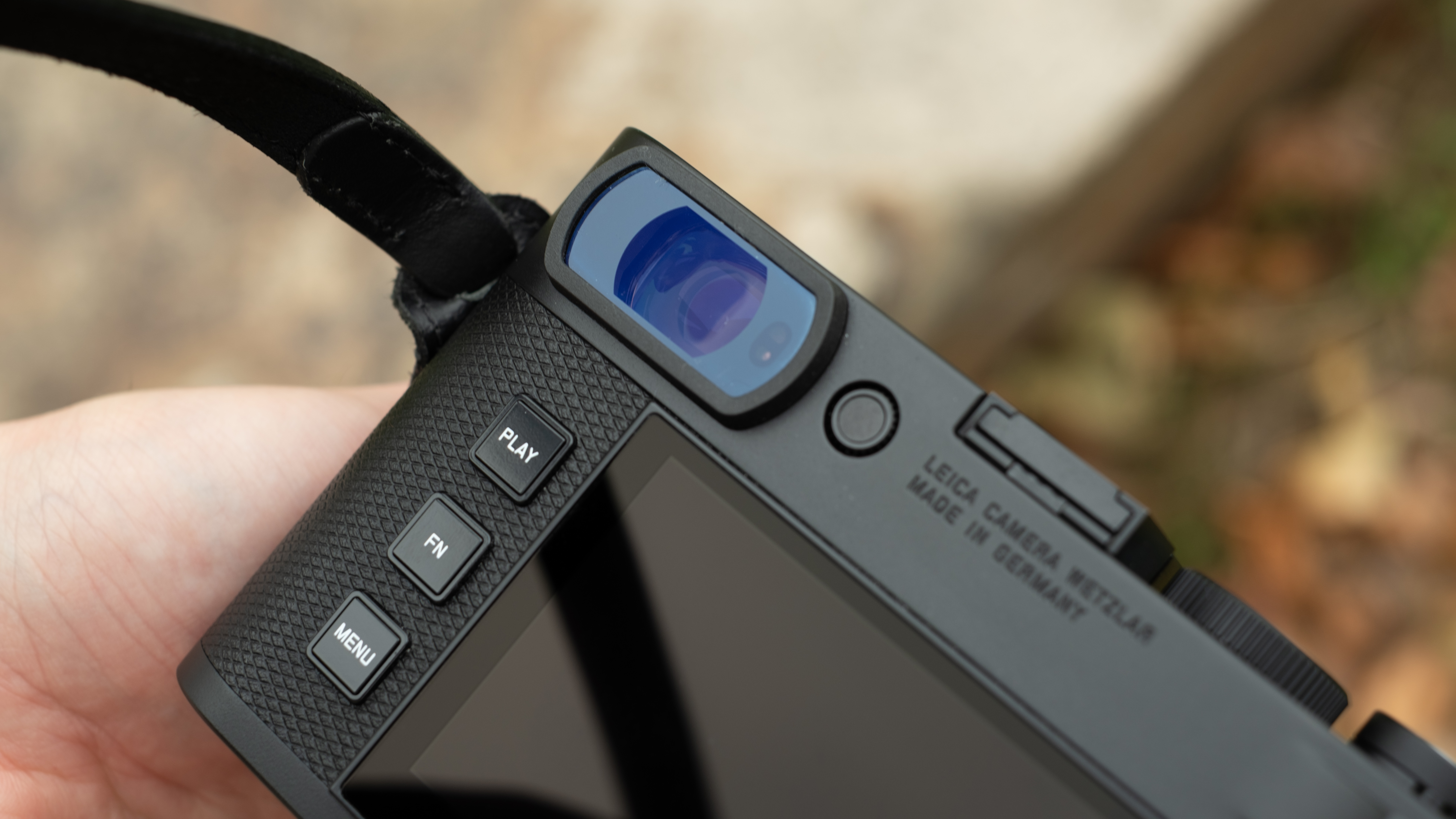 Close-up of the EVF on a Leica M EV1 digital camera