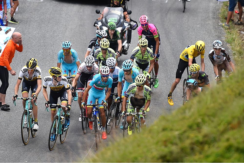 Chris Froome had a near crash on stage 19, but recovered.
