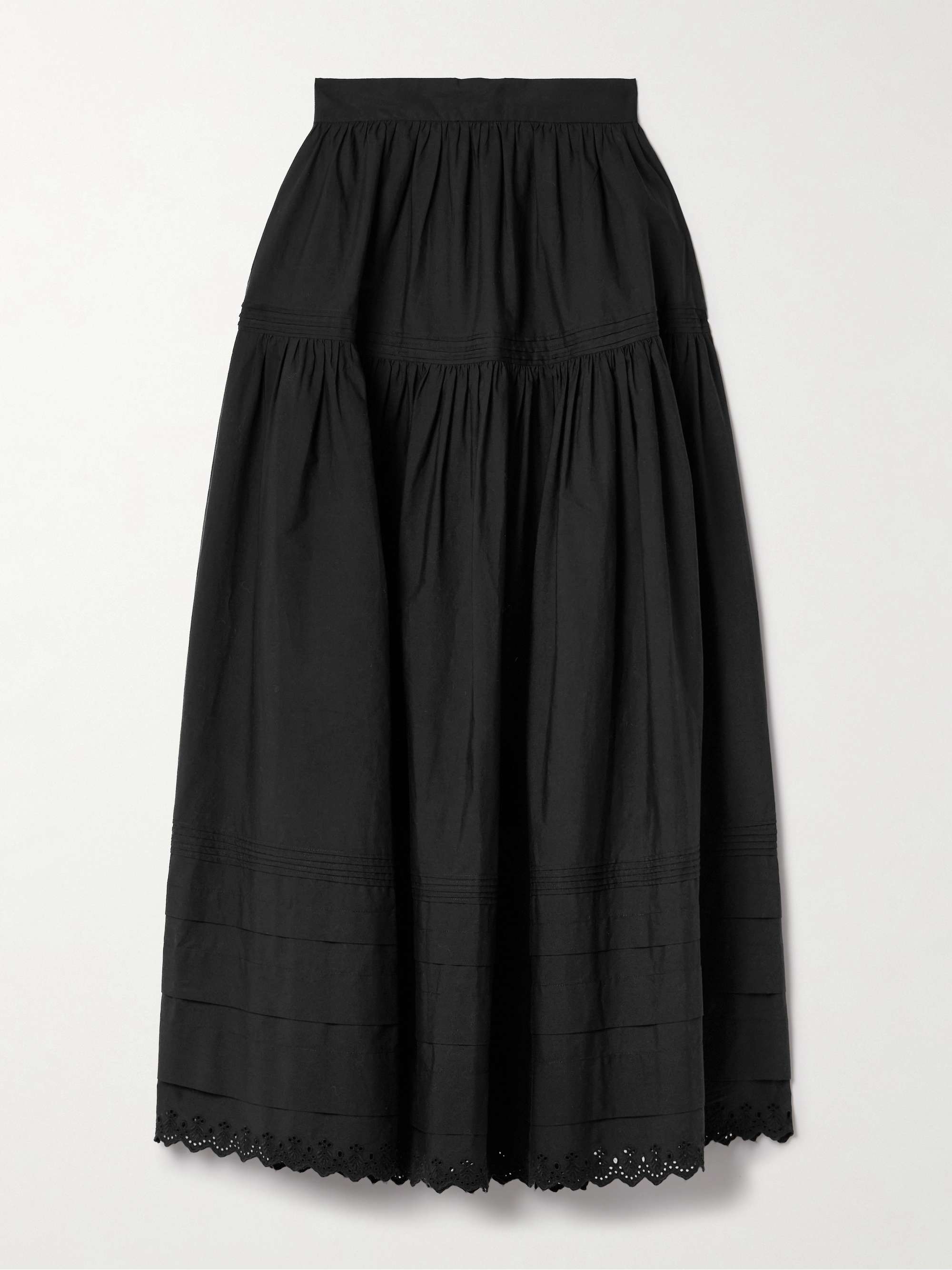 Sebastiane Crochet-Trimmed Organic Cotton-Poplin Midi Skirt