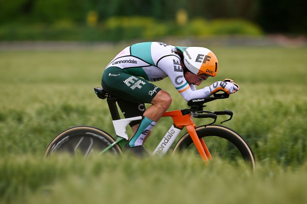 Riders competing in a individual time trial on stage 9 of the 2023 Giro d'Italia